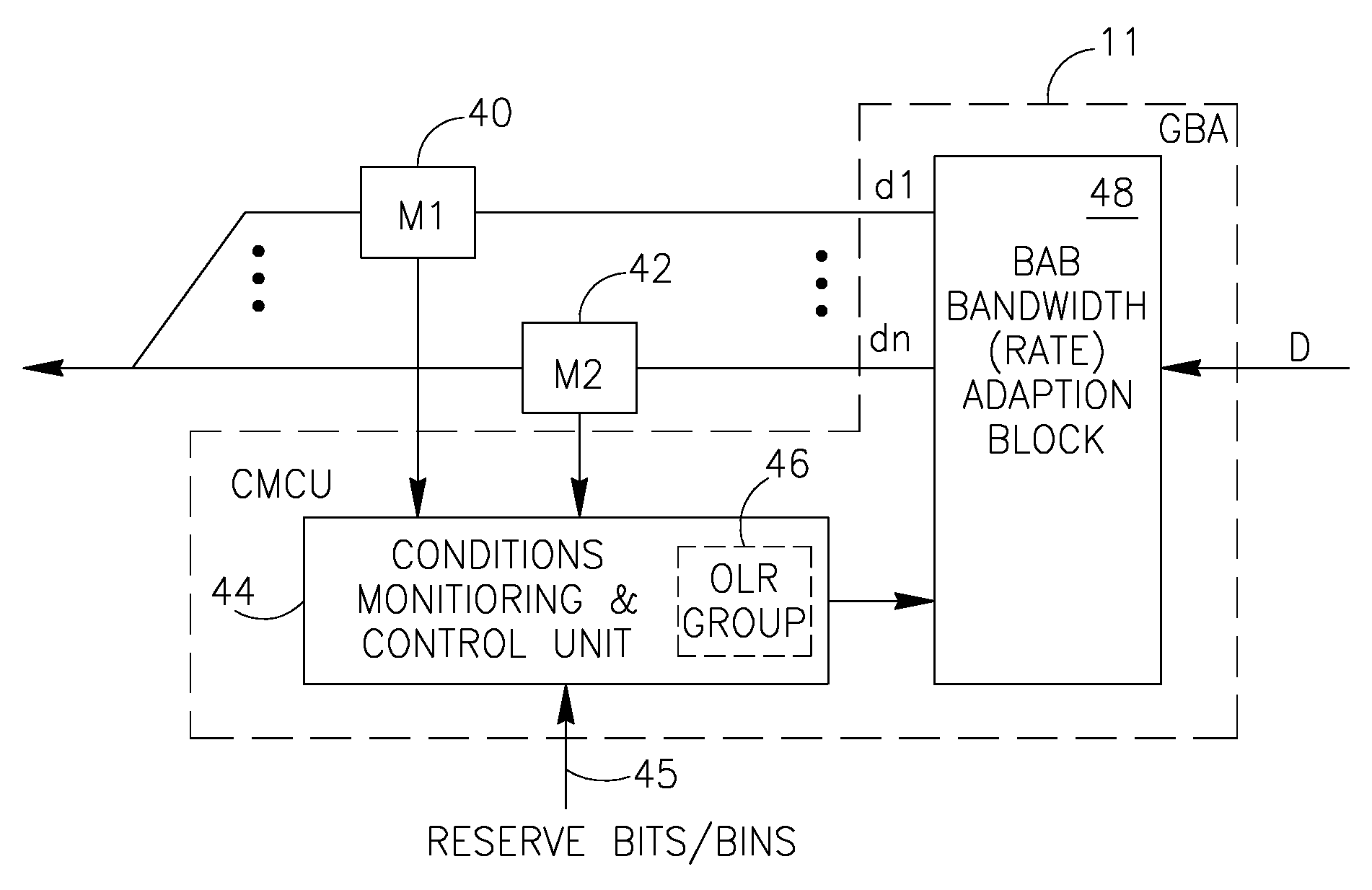 Technology for rate adaptation in a multi-line data transmission system