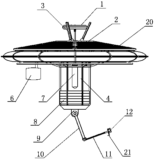 Multifunctional submerging and floating device with unmanned aerial vehicle taking-off and landing platform