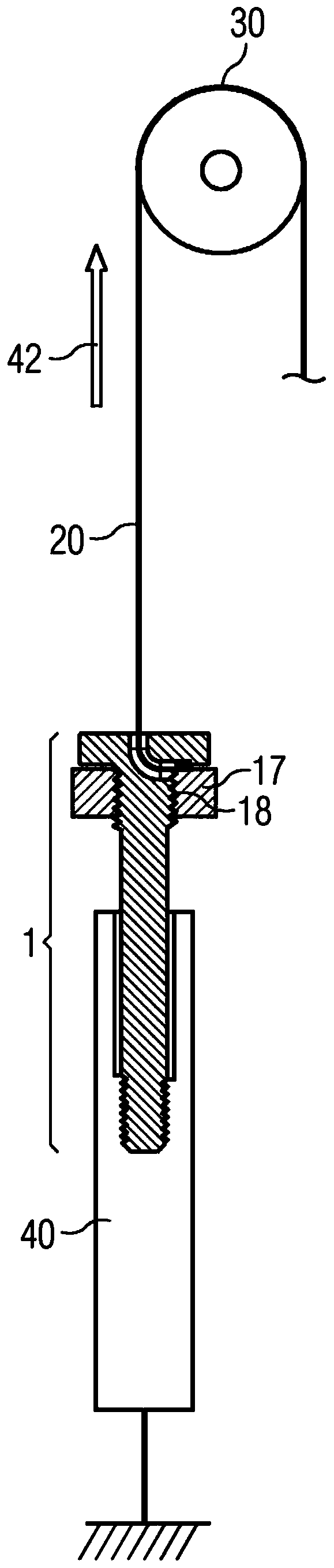 Fastening unit for fastening a clamping element to a unit