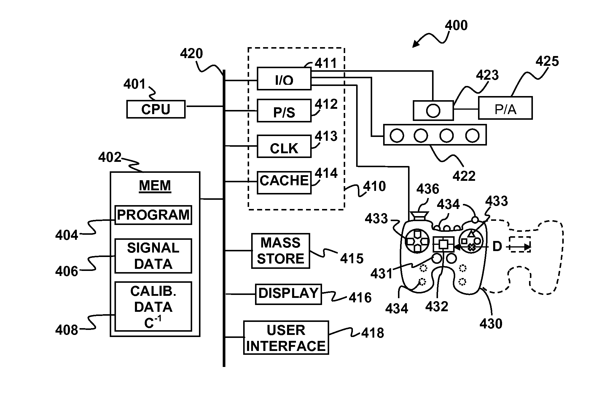 Tracking device with sound emitter for use in obtaining information for controlling game program execution