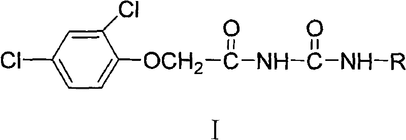 N-2, 4-dichlorophenoxy acetyl (sulfur) carbamide weedicide and preparation method thereof