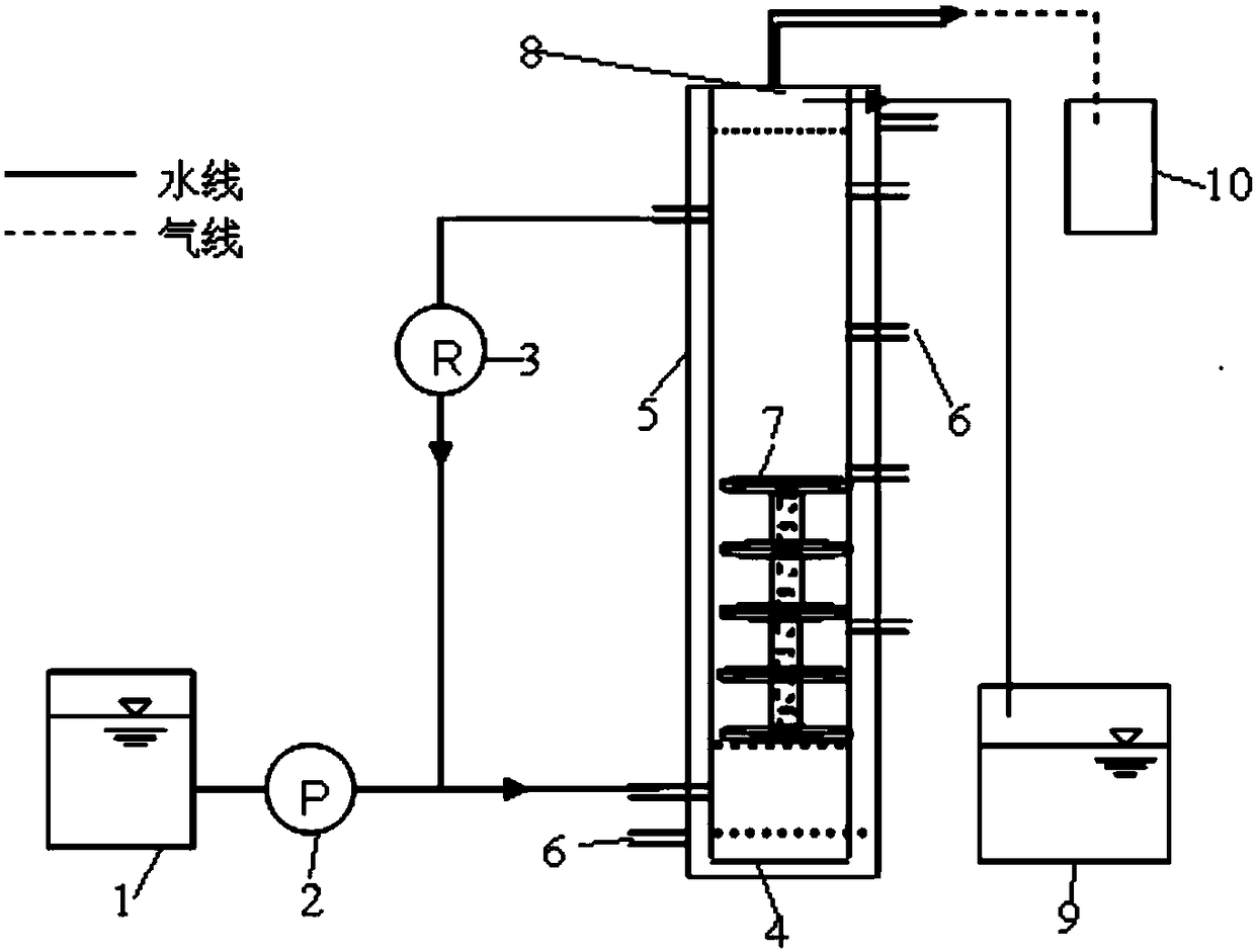 A method for treating cassava alcohol wastewater by filling anaerobic reactor with graphite felt material