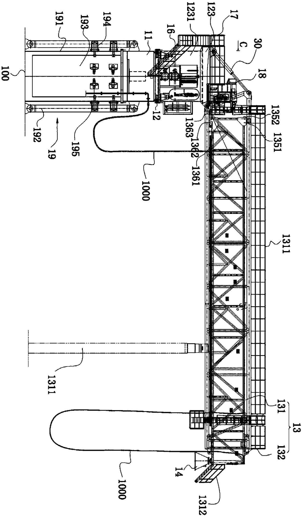 Position compensation extendable-and-retractable type boarding trestle hydraulic system
