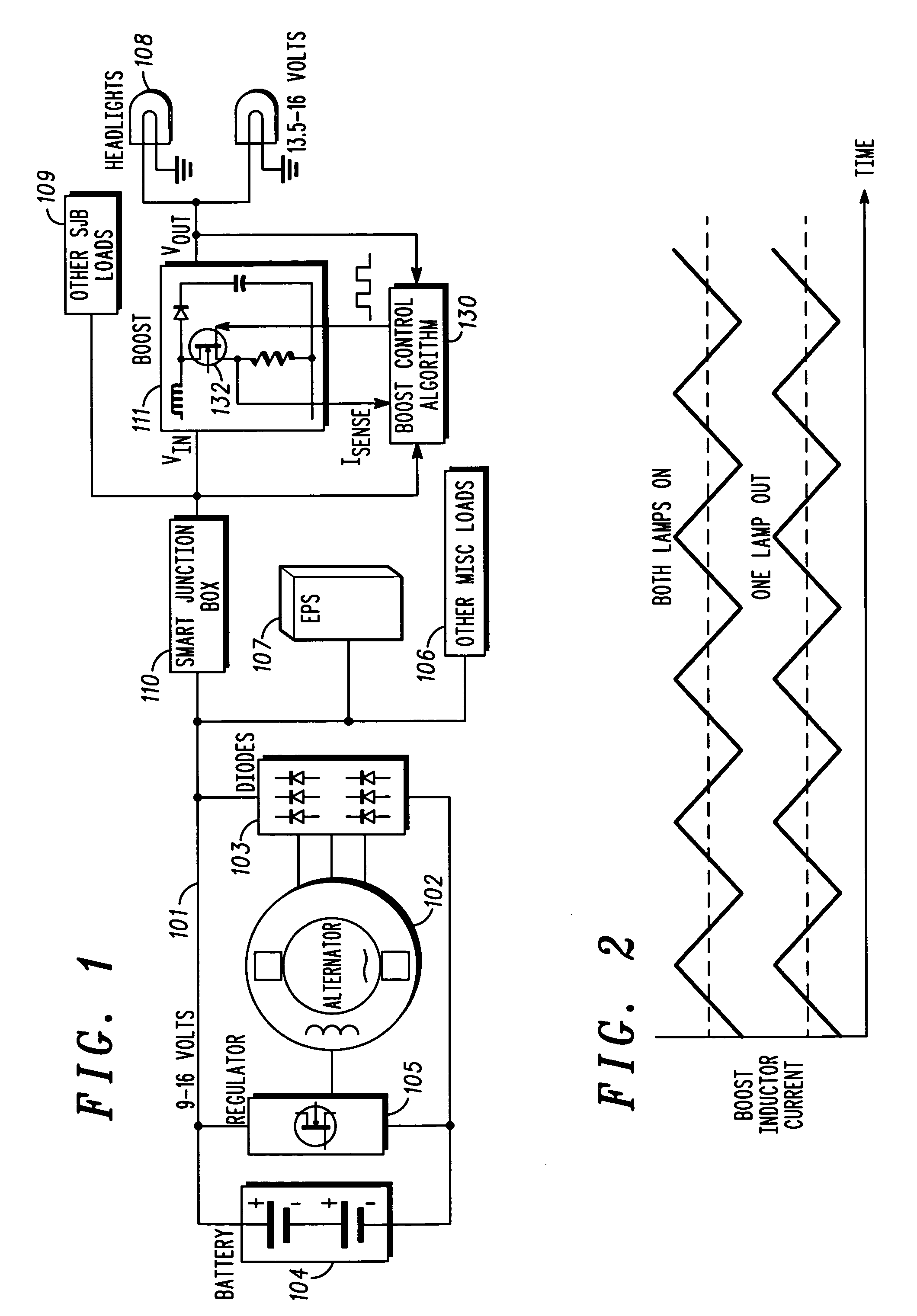 Automotive electrical system configuration using a two bus structure