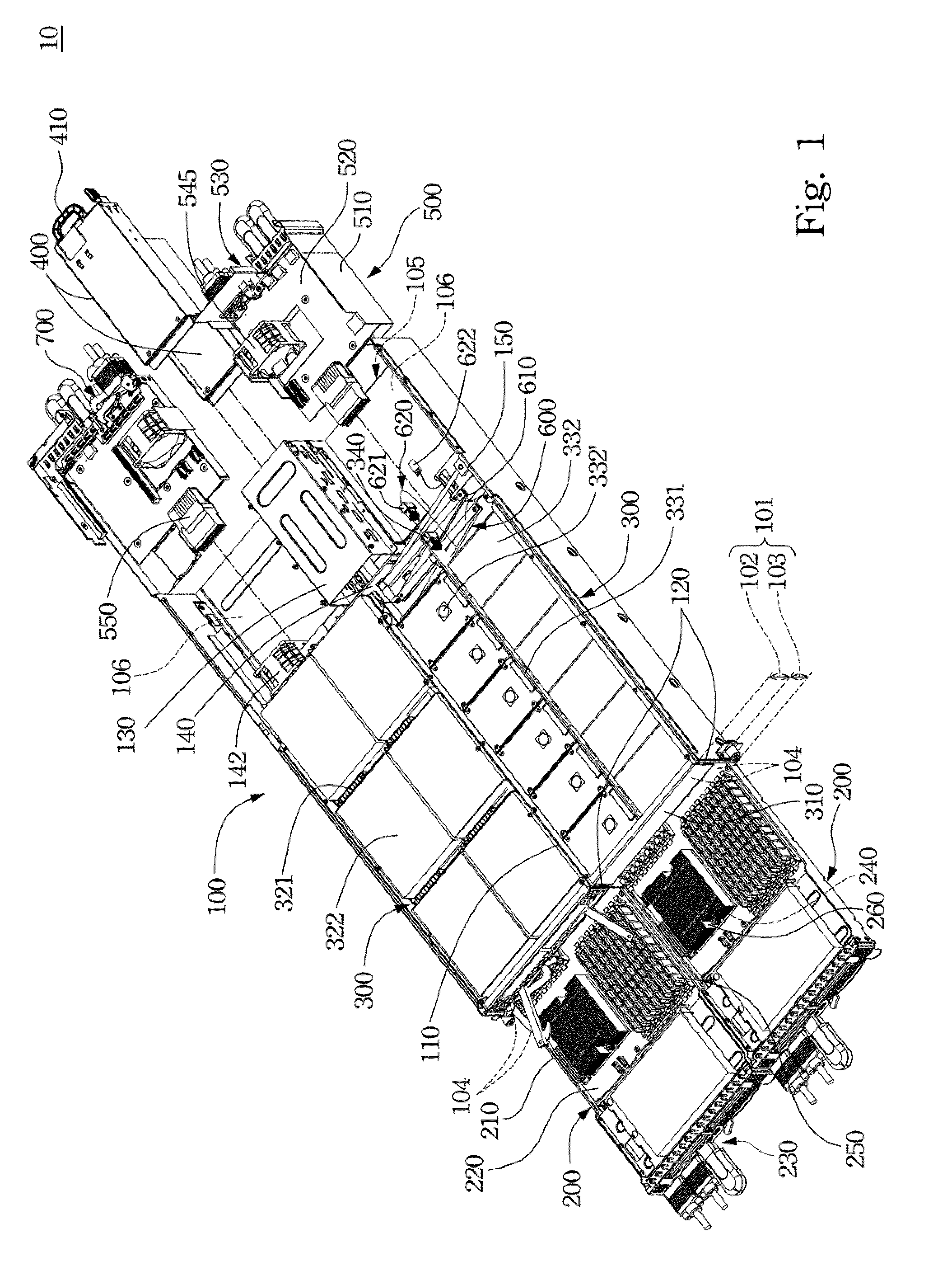 Server device with a storage array module