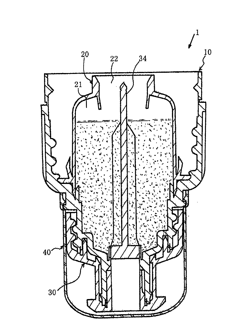 Cap assembly having storage chamber for secondary material with movable working member