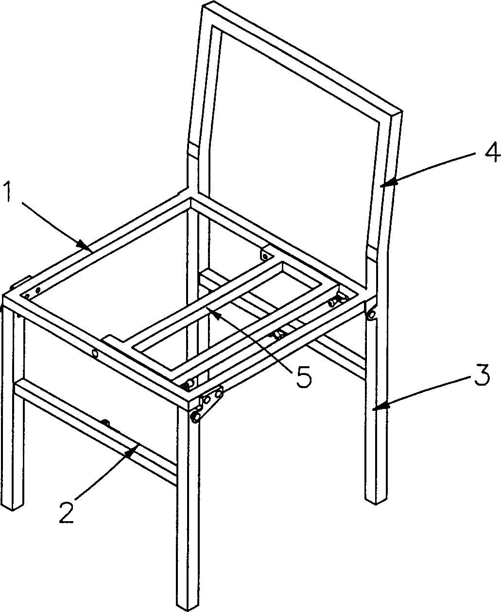 Folding chair frame and its folding method