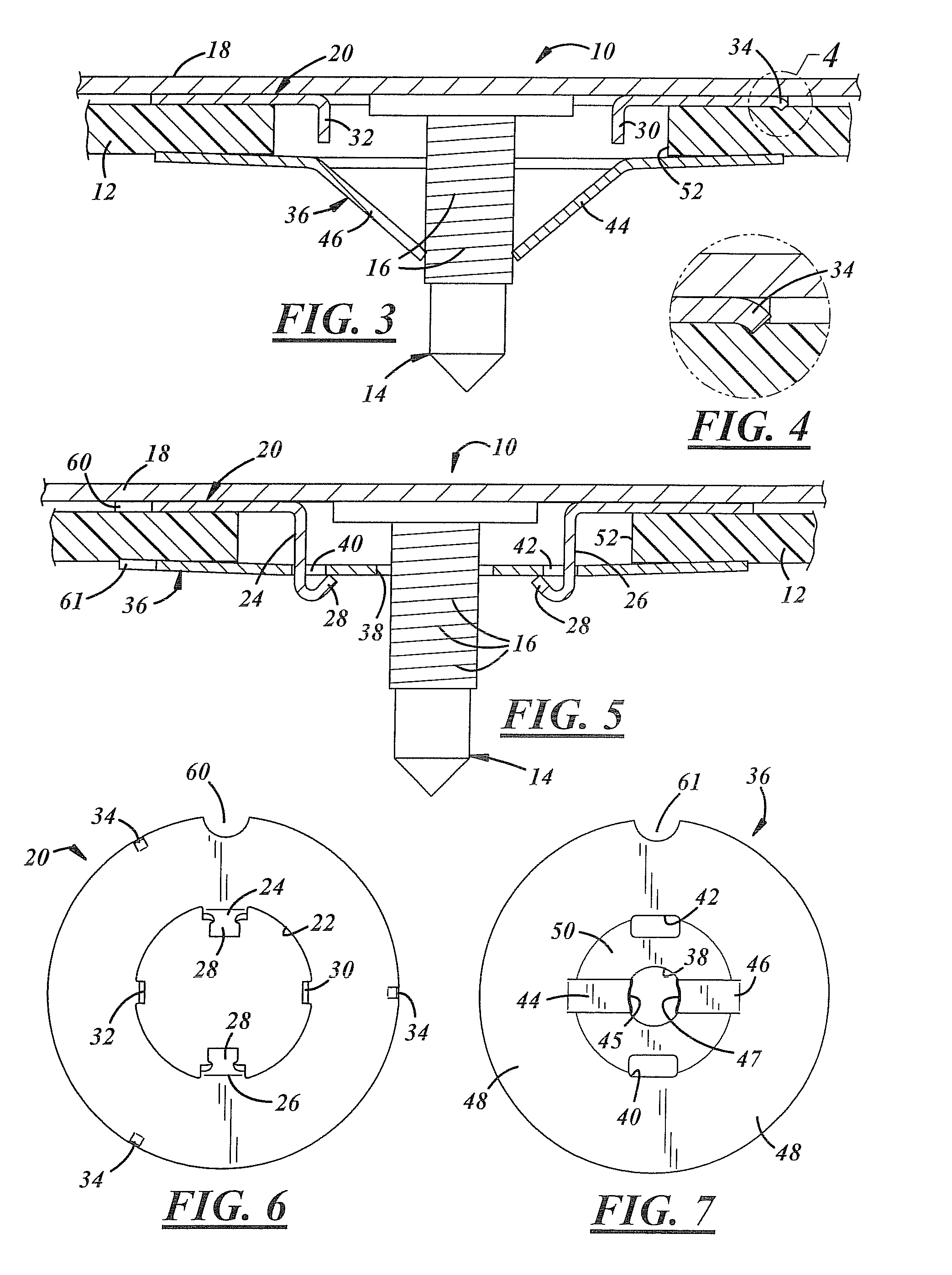 Device for securing a panel to a mounting stud