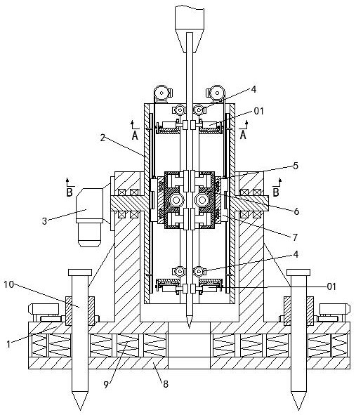 Drill pipe deflection correcting and clamping device for geotechnical engineering