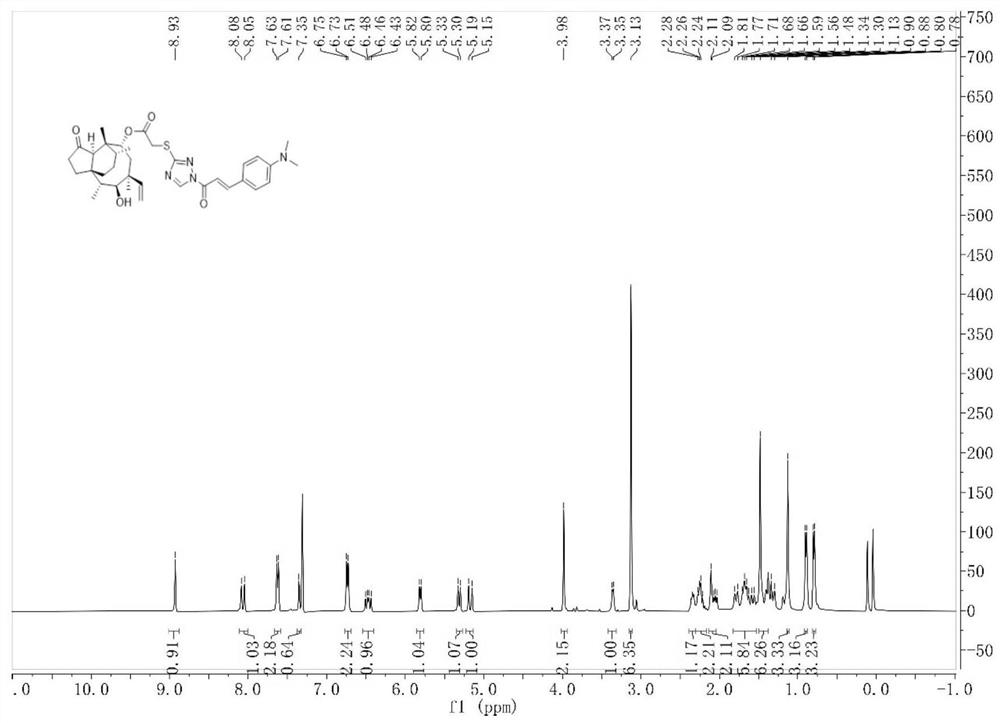 Pleuromutilin derivative containing 1, 2, 4-triazole acrylamide side chain as well as preparation method and application of pleuromutilin derivative