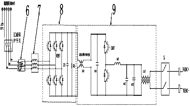 Power battery charging and performance testing device containing negative voltage