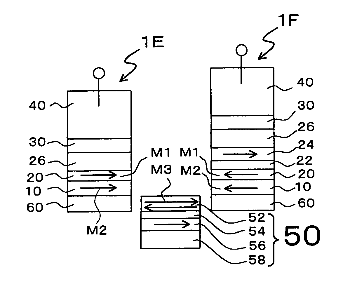 Multi-layer magnetic switching element comprising a magnetic semiconductor layer having magnetization induced by applied voltage