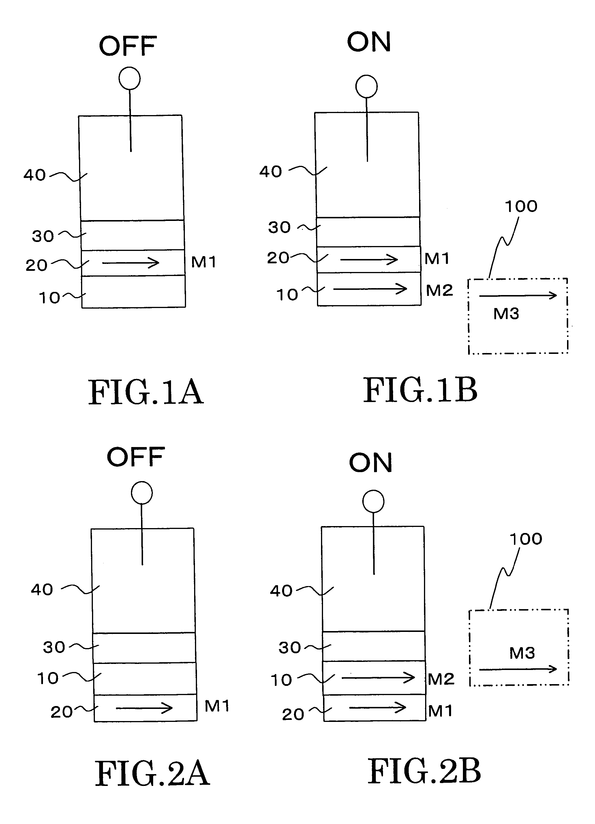 Multi-layer magnetic switching element comprising a magnetic semiconductor layer having magnetization induced by applied voltage