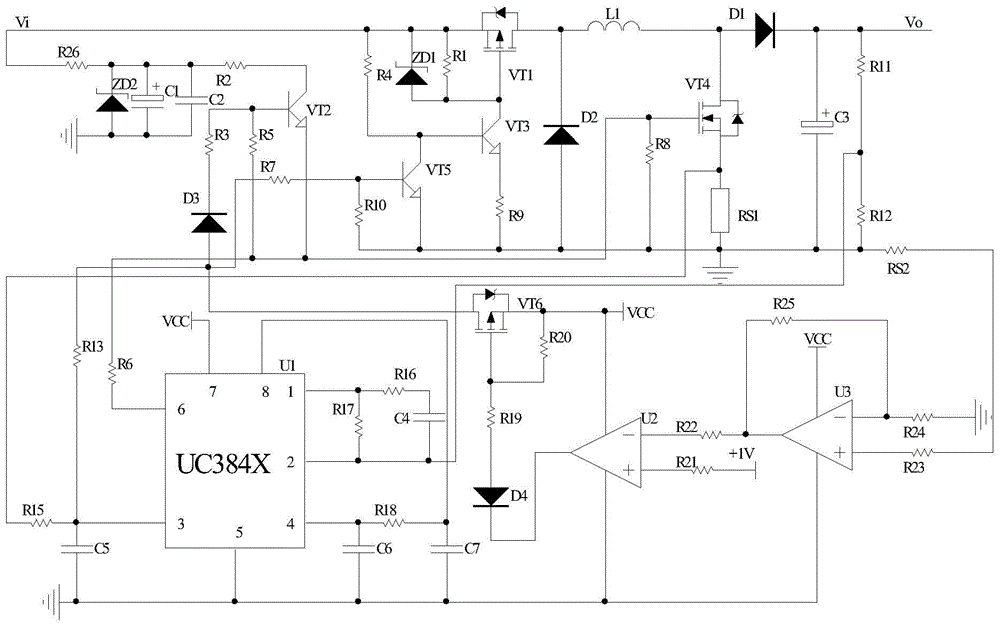 Short-circuit inductance energy bypass circuit for intrinsically safe boost converter