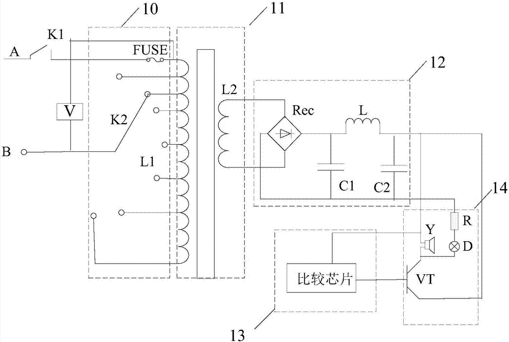 Electric leakage overvoltage test circuit and electric leakage overvoltage tester