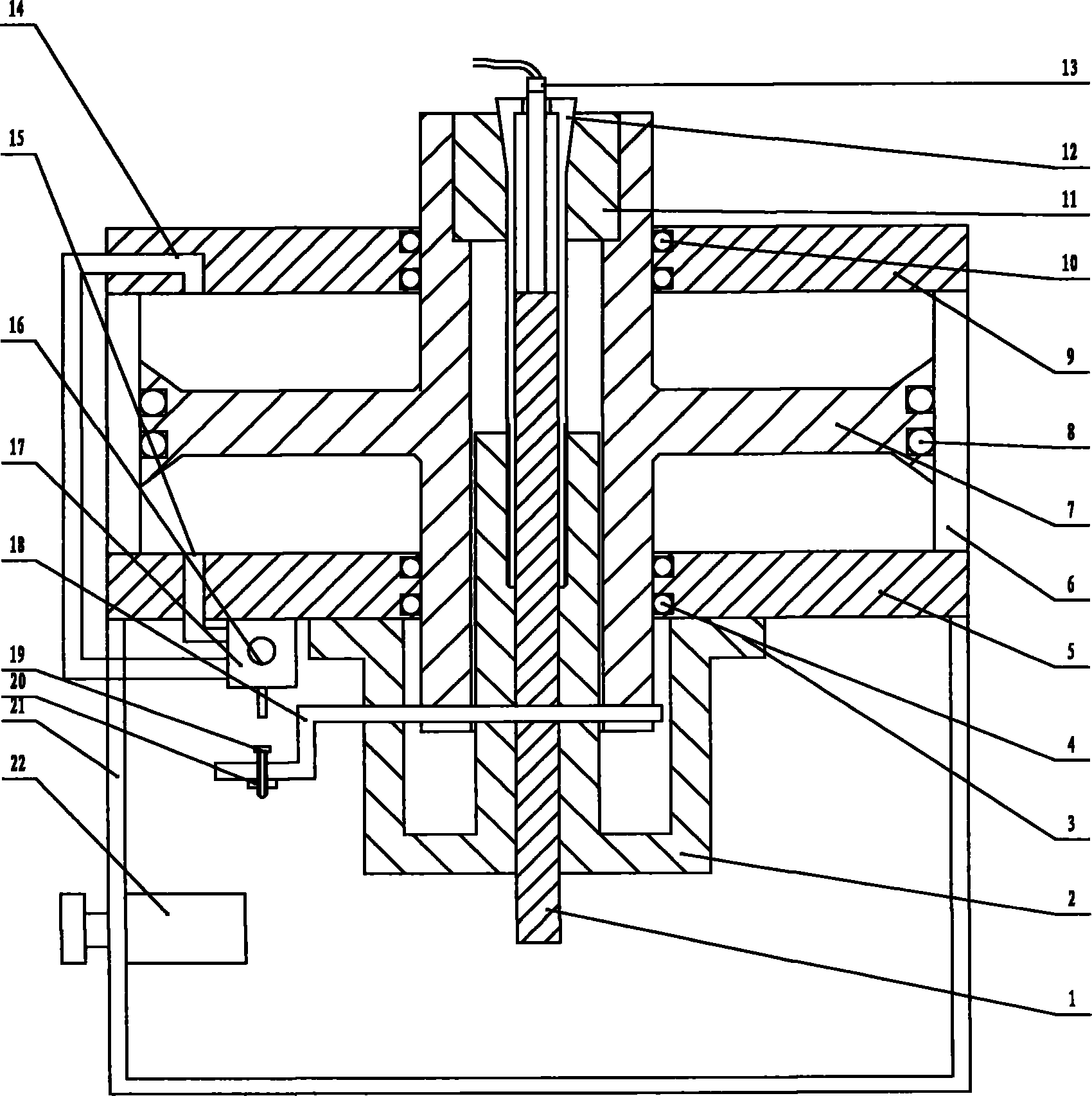 Hollow axis pneumatic mouth-tightening/ waist-suppressing machine