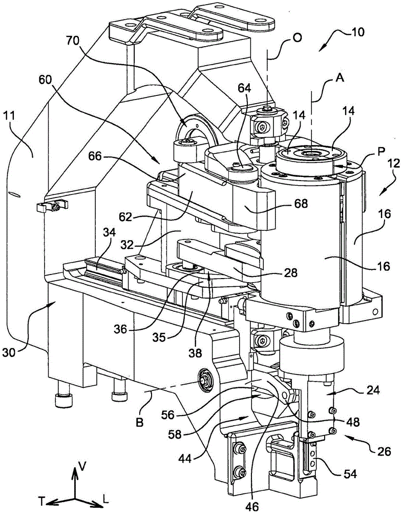 Moulding unit for the manufacture of containers comprising compensation gripper