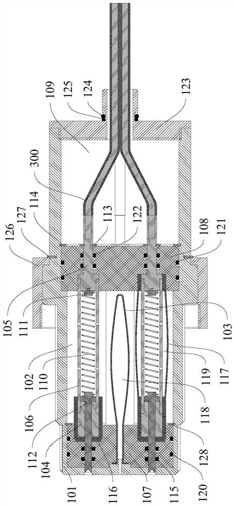 An underwater wet plugging pressure balance electrical connector