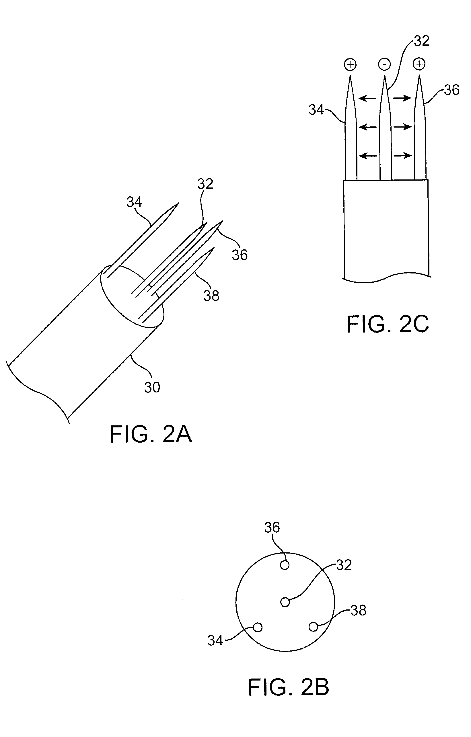 Multi-tine probe and treatment by activation of opposing tines