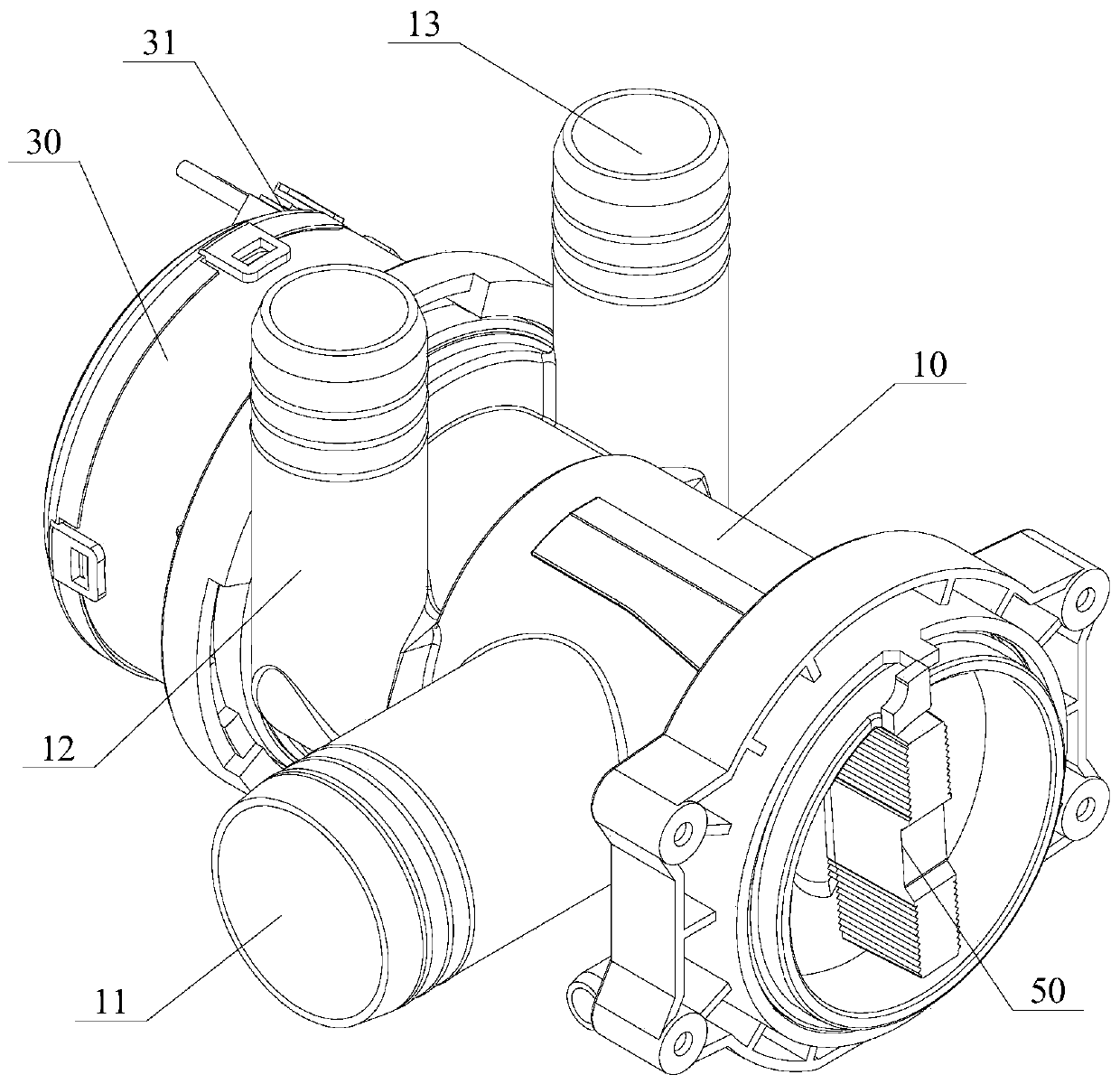 Double-outlet water pump for washing machine