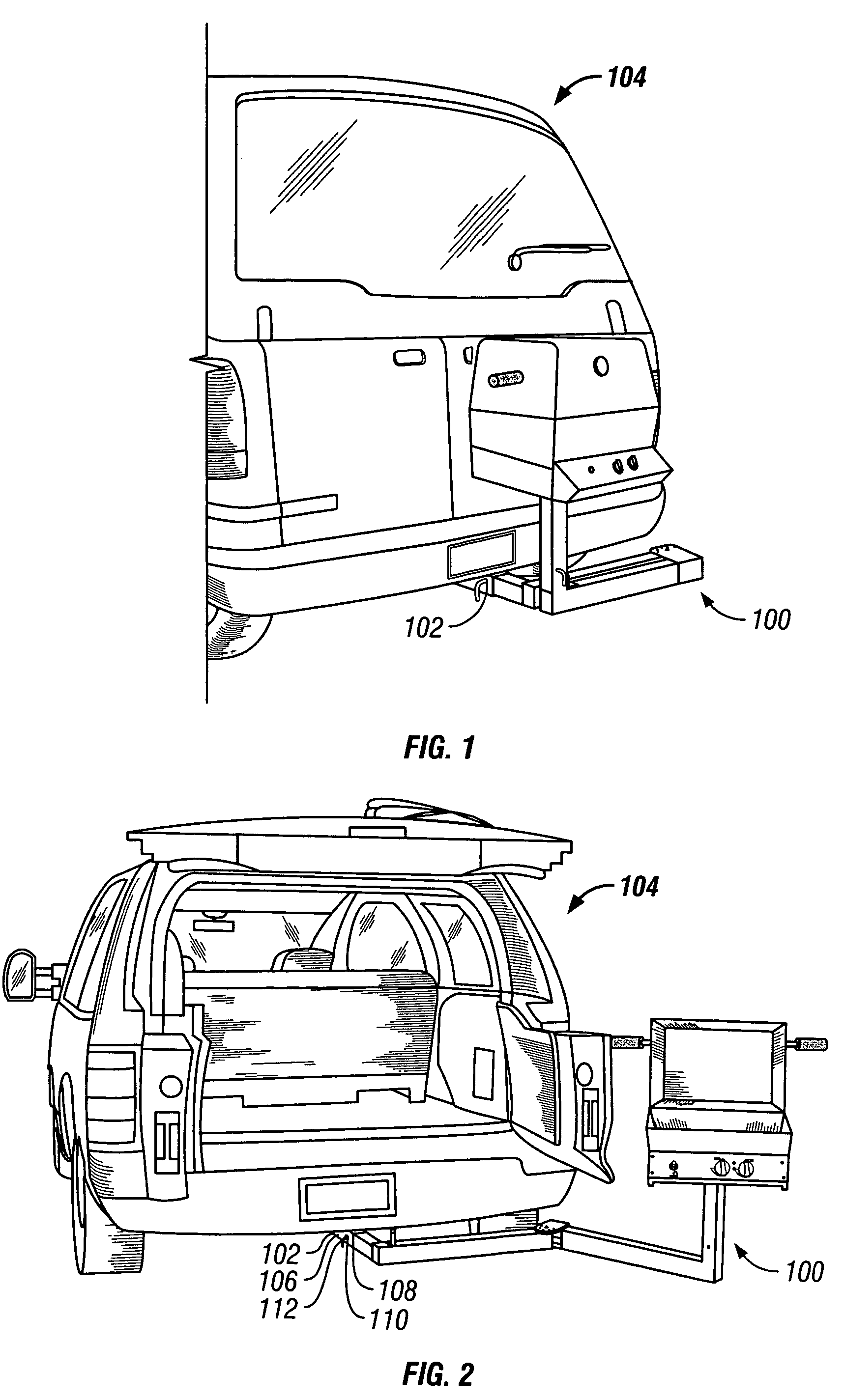 Swingable apparatus attachable to a vehicle for transporting a device and permitting access to the vehicle