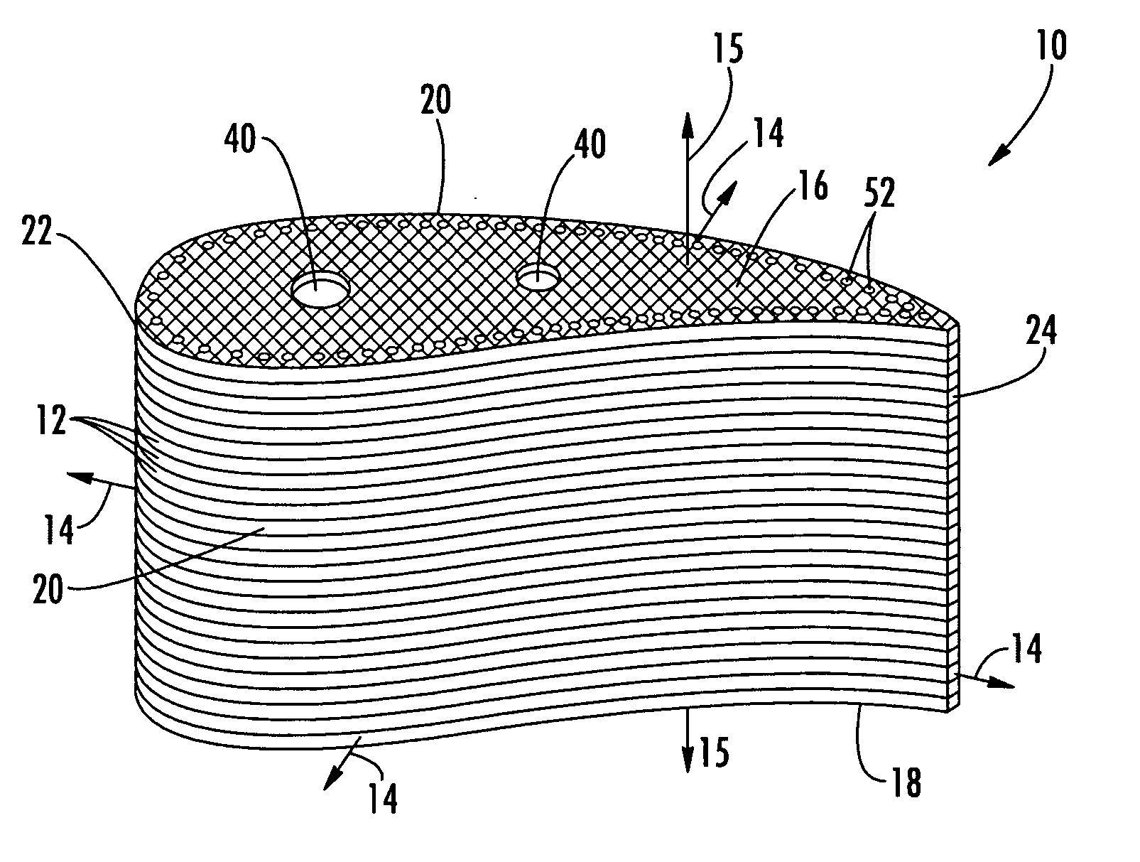 Stacked laminate CMC turbine vane