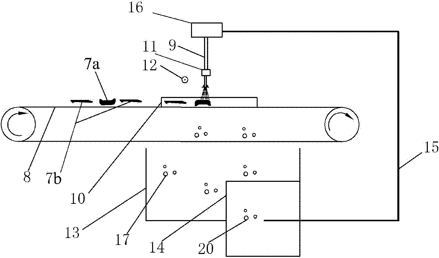 Method and device for industrialized recycling of waste tires based on ultra-high pressure water jet technology