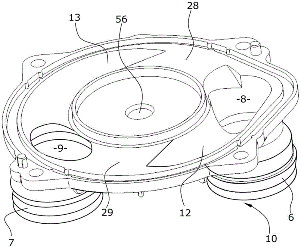 Blower with side channel with several delivery channels distributed around the circumference