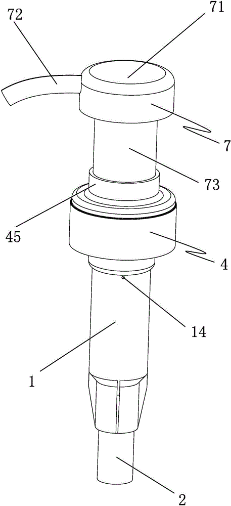 Standard self-locking liquid distribution pump with spring arranged outside