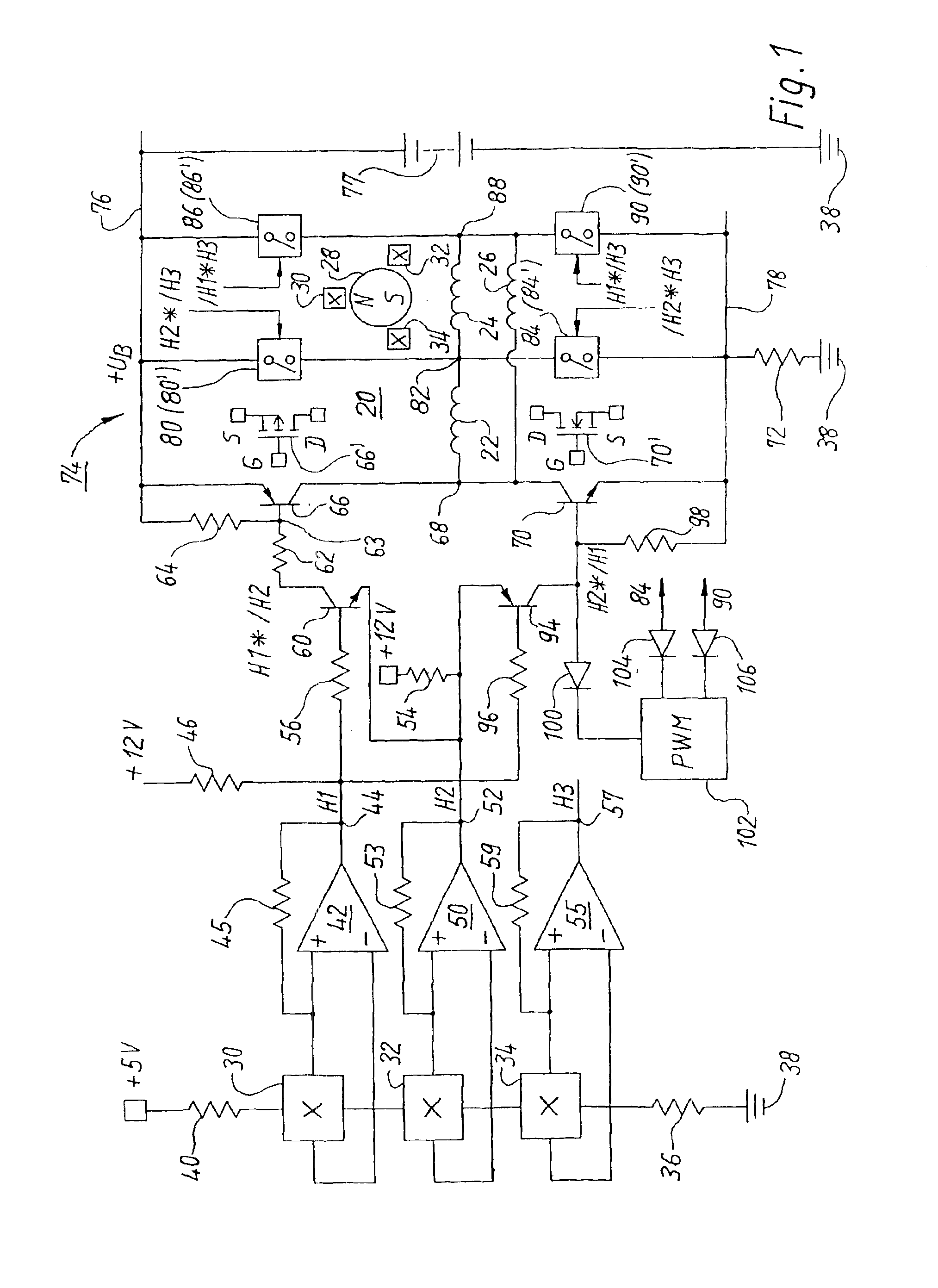 Electronically commutated DC motor comprising a bridge circuit