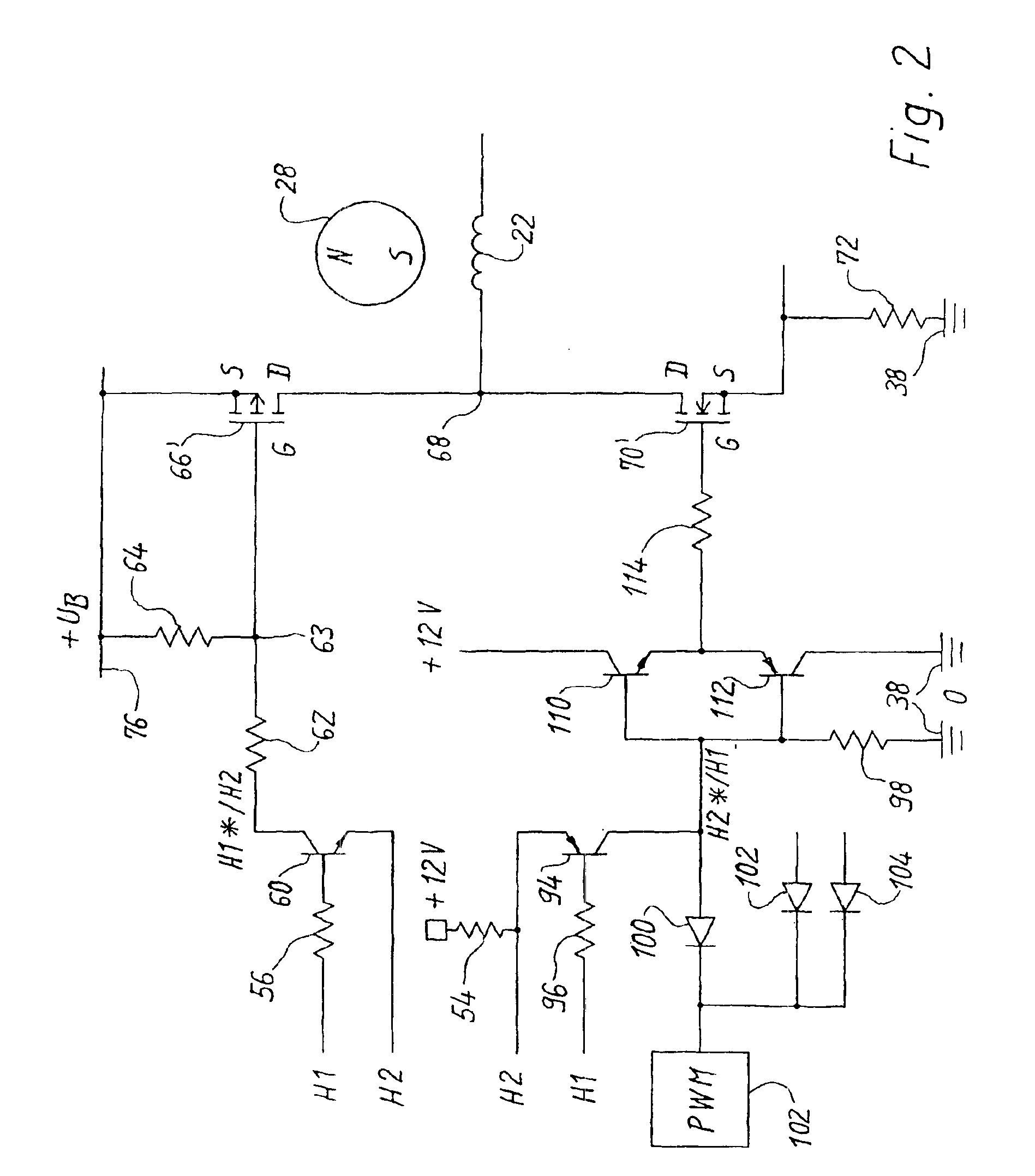 Electronically commutated DC motor comprising a bridge circuit