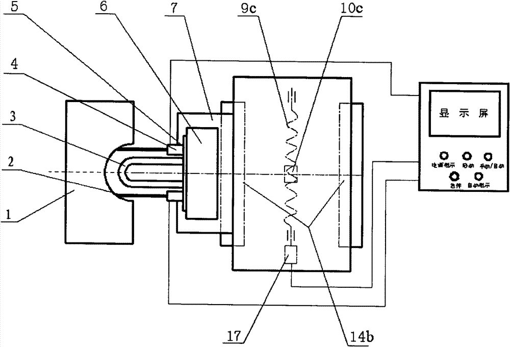 Device for automatically detecting relative position of quenching sensor and rotary supporting raceway