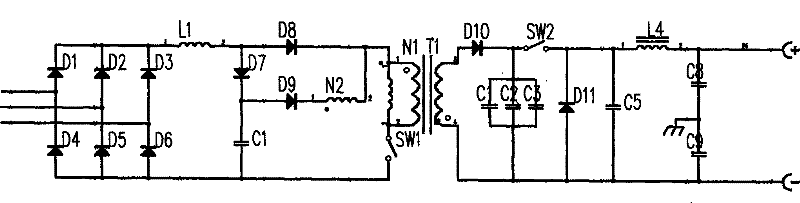 Inverter welding machine major loop with PFC (Power Factor Correction) function