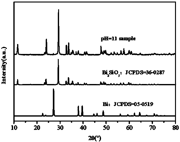Preparation method and application of Bi/Bi2SiO5 photocatalyst