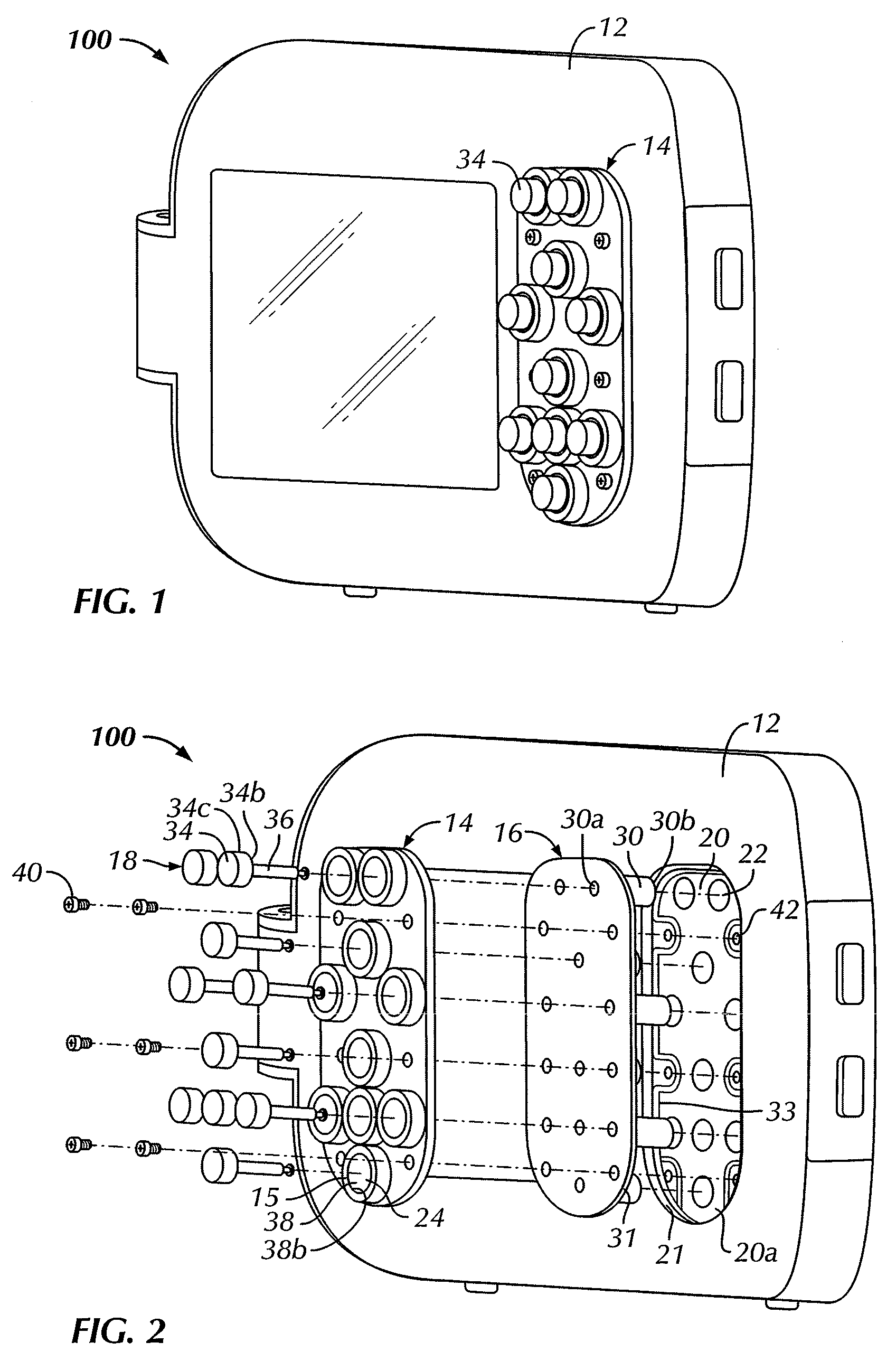 Waterproof operating device with one or more capacitive switches