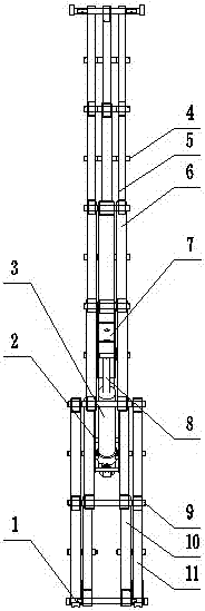 Novel shearing fork arm and shearing fork type lifting platform