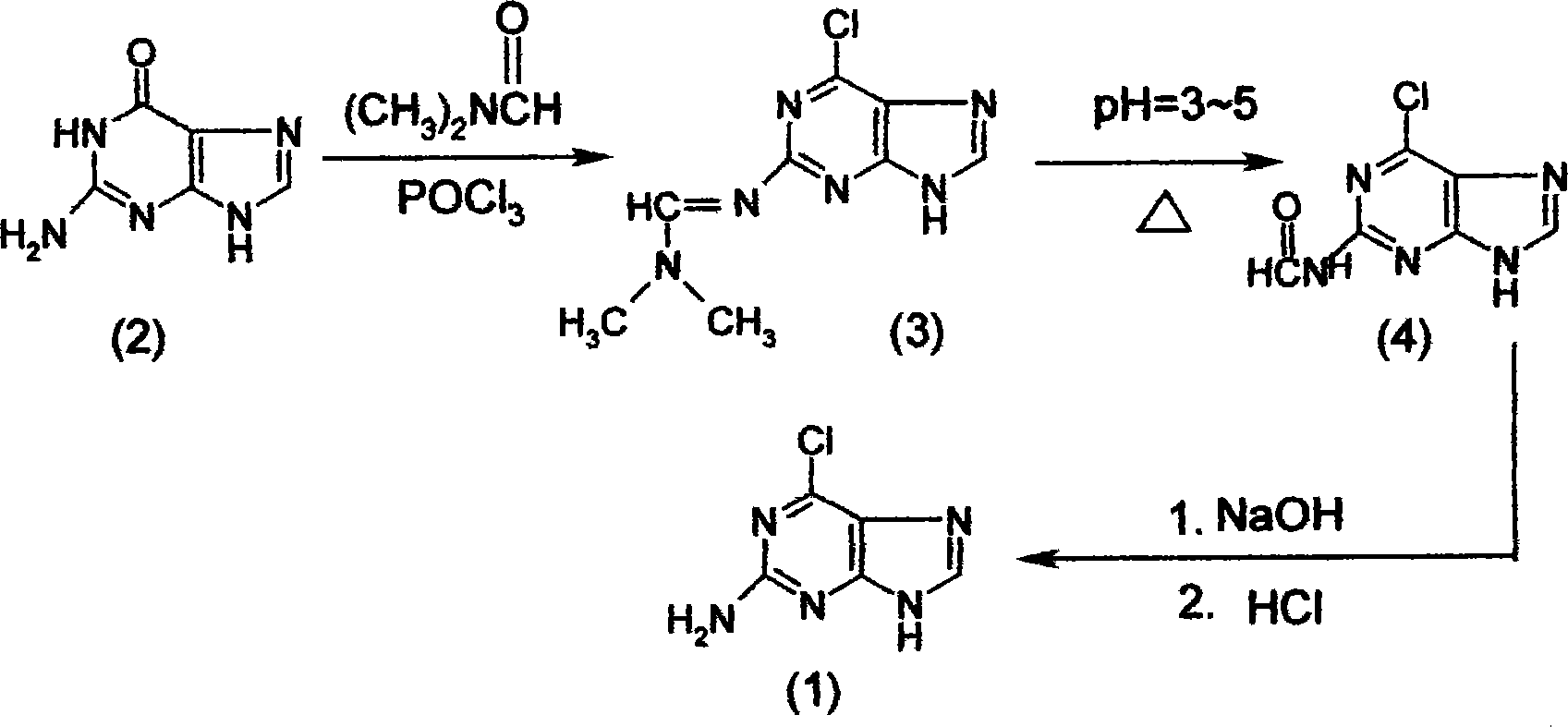 Method for synthesizing 2-amido-6-chloropurine
