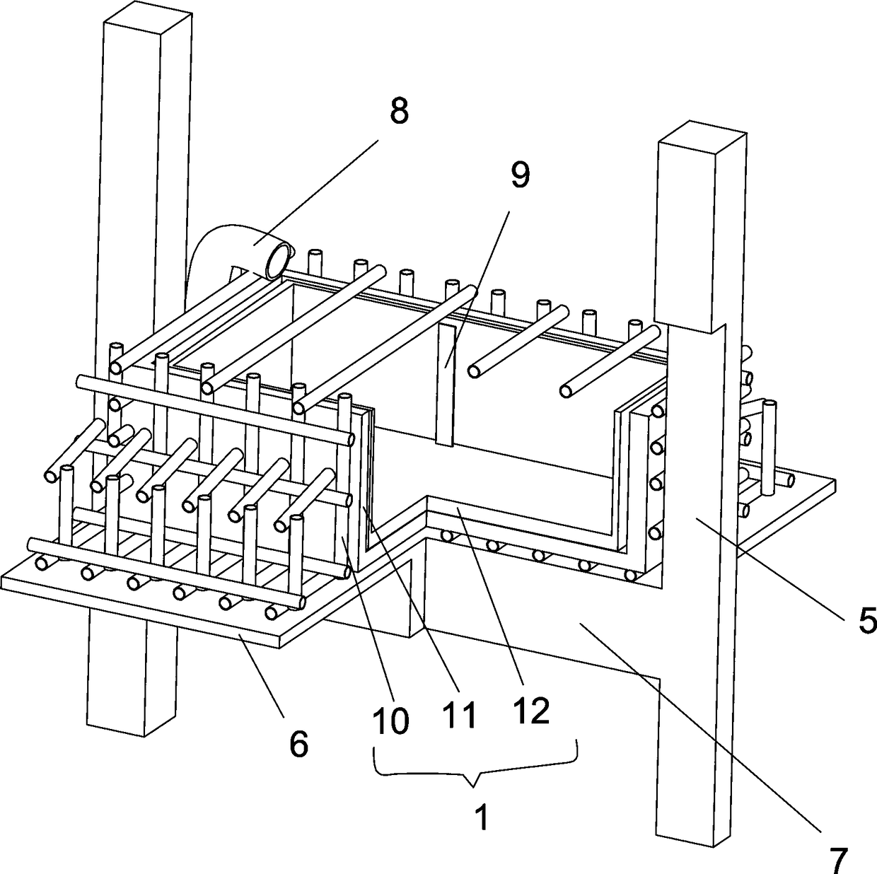 Field detection device suitable for bearing capacity of reinforced concrete beams and arranging method