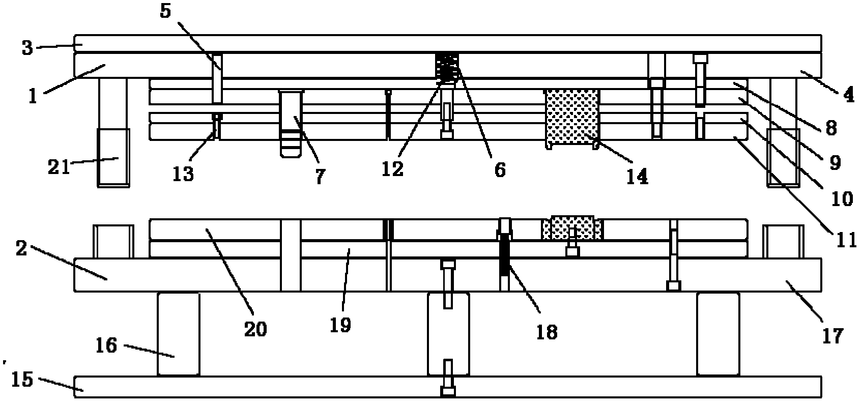 Punching die for two-hole cover plate of capacitor