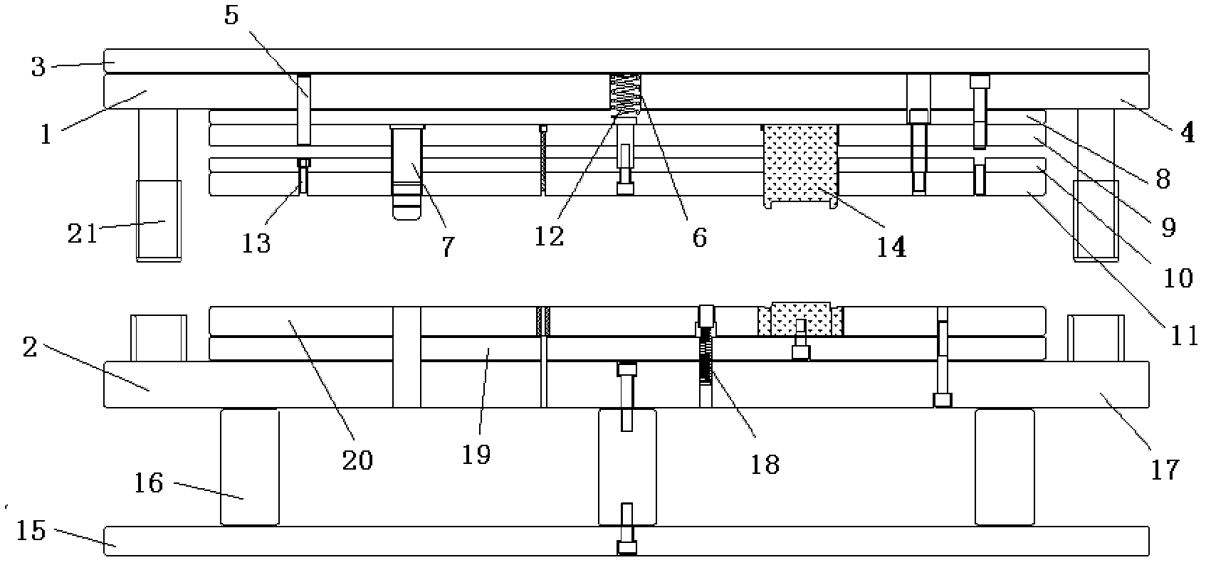 Punching die for two-hole cover plate of capacitor