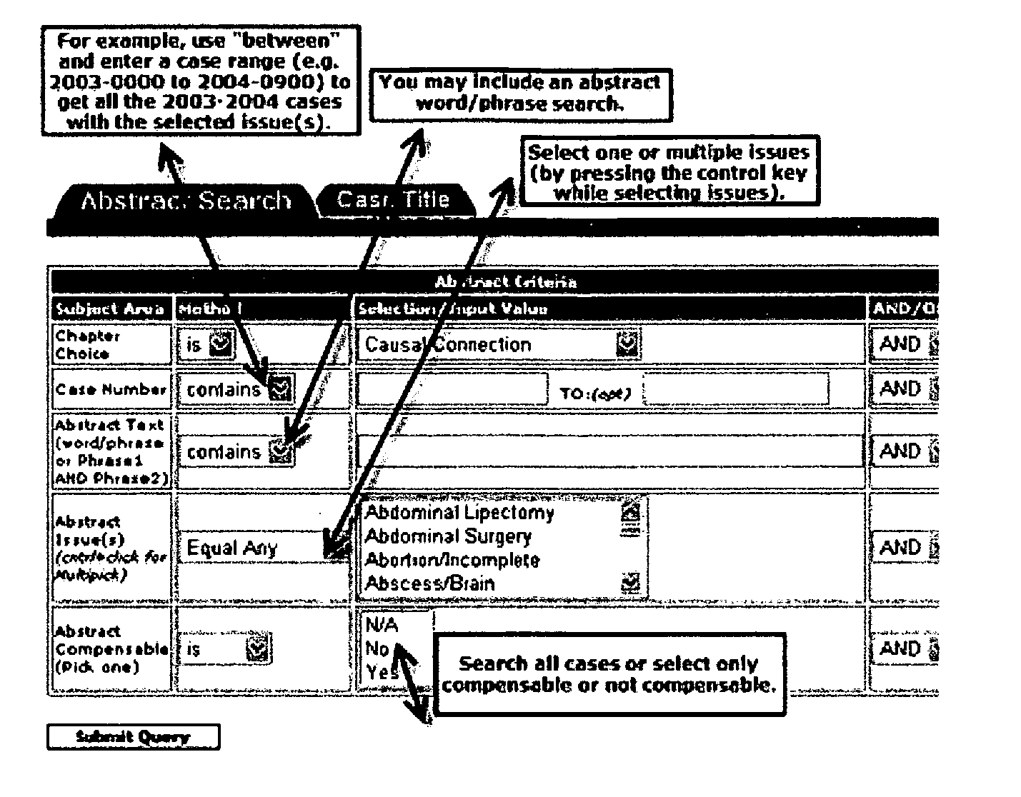 Legal database searching