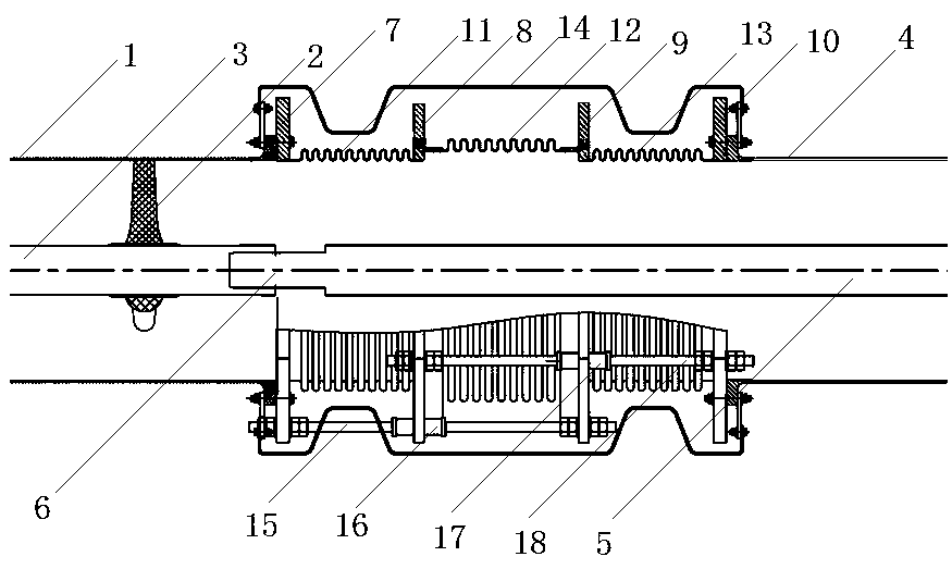 Gas-insulated metal-enclosed power transmission line and axial expansion joint thereof