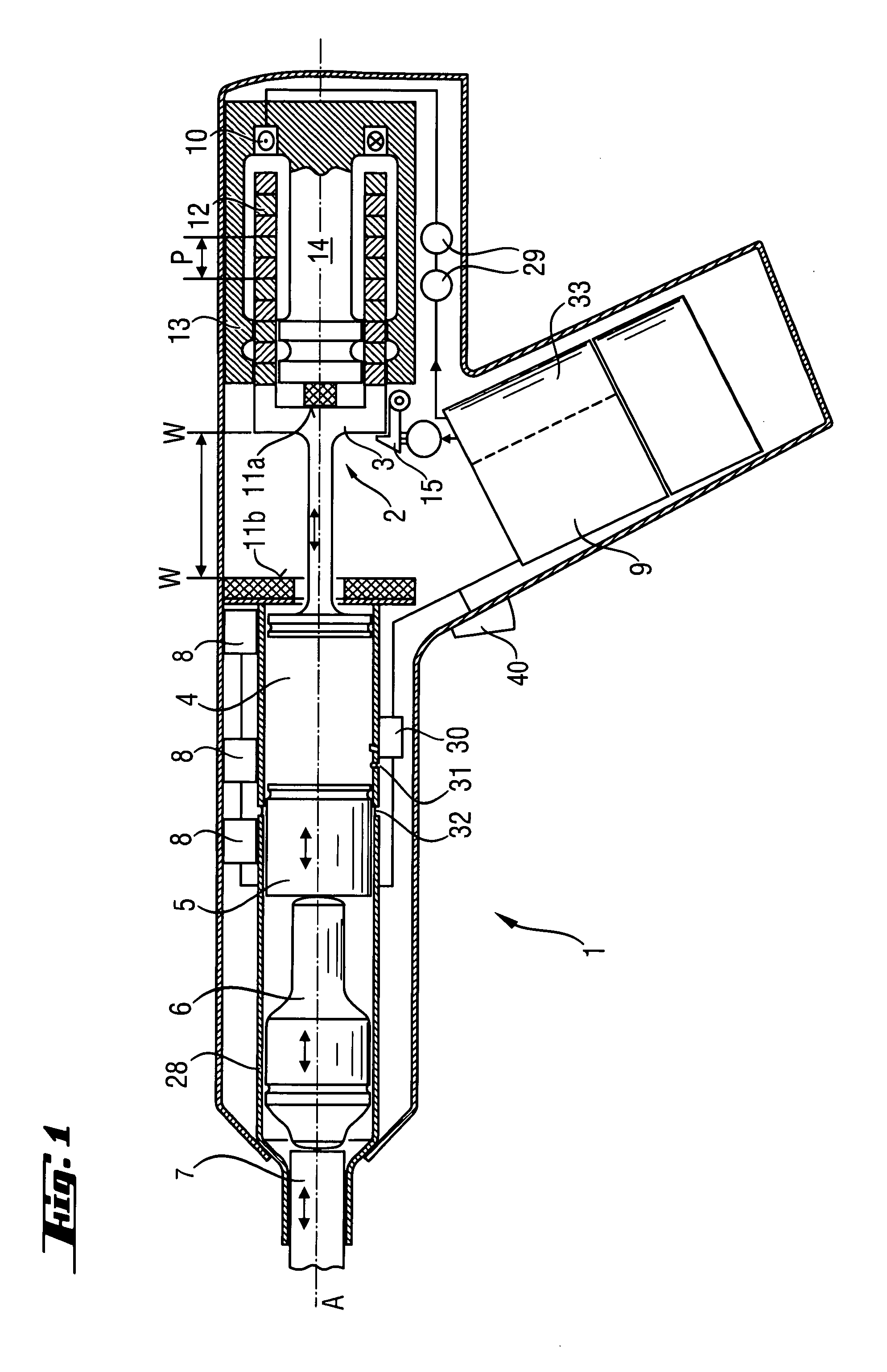 Hand-held power tool with air spring percussion mechanism, linear motor, and control process