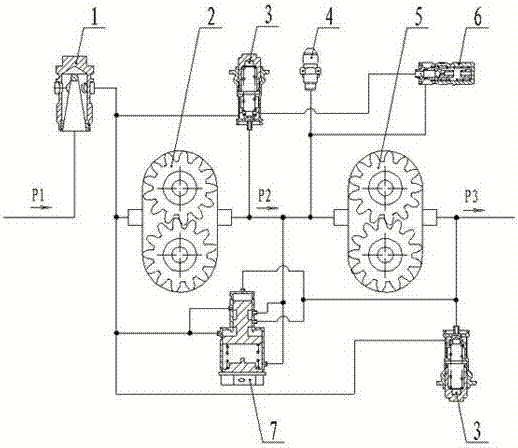 Automatic partial pressure double gear pump
