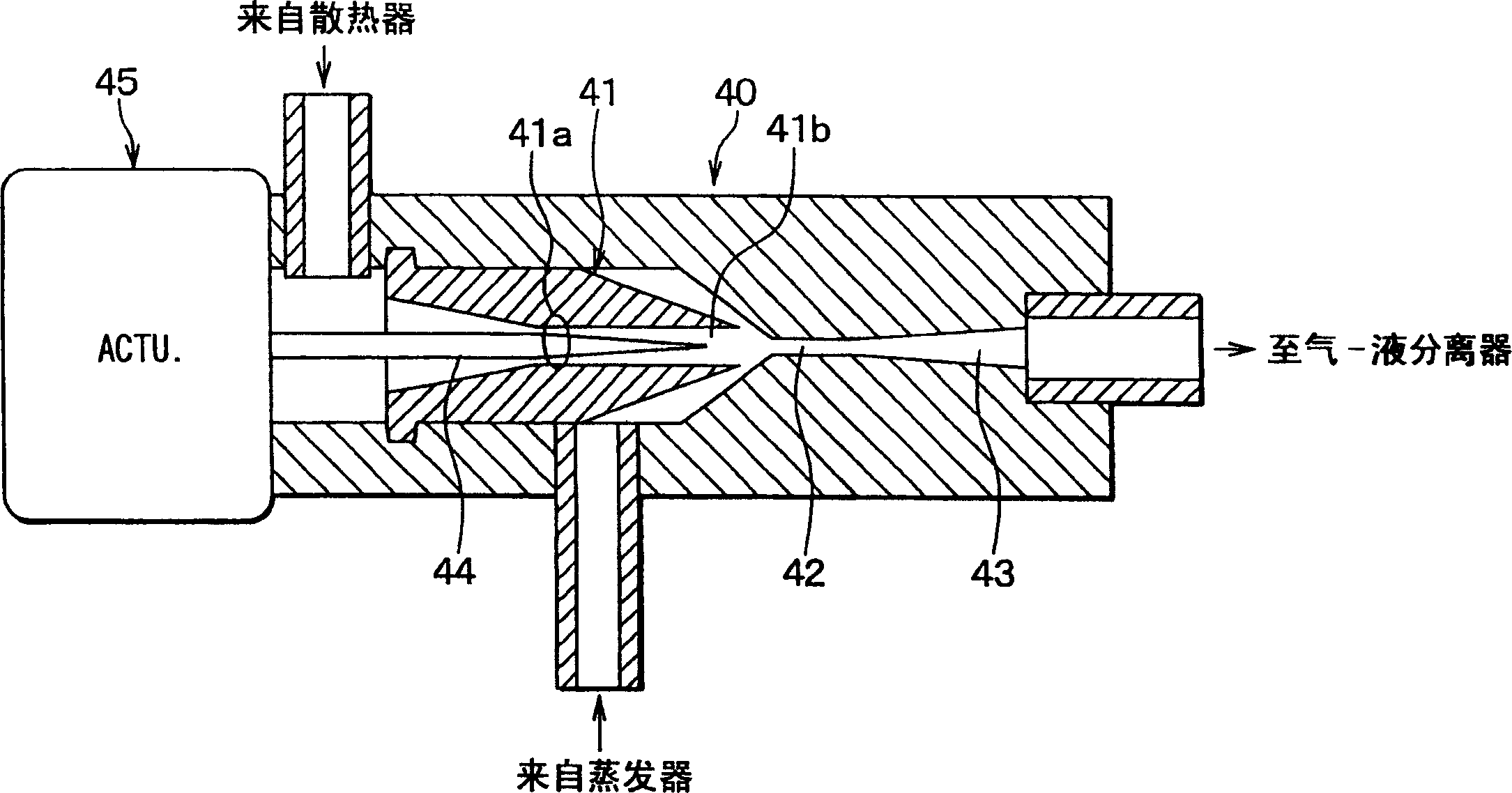 Injector with throttle variable nozzle and injector circulation using such injector