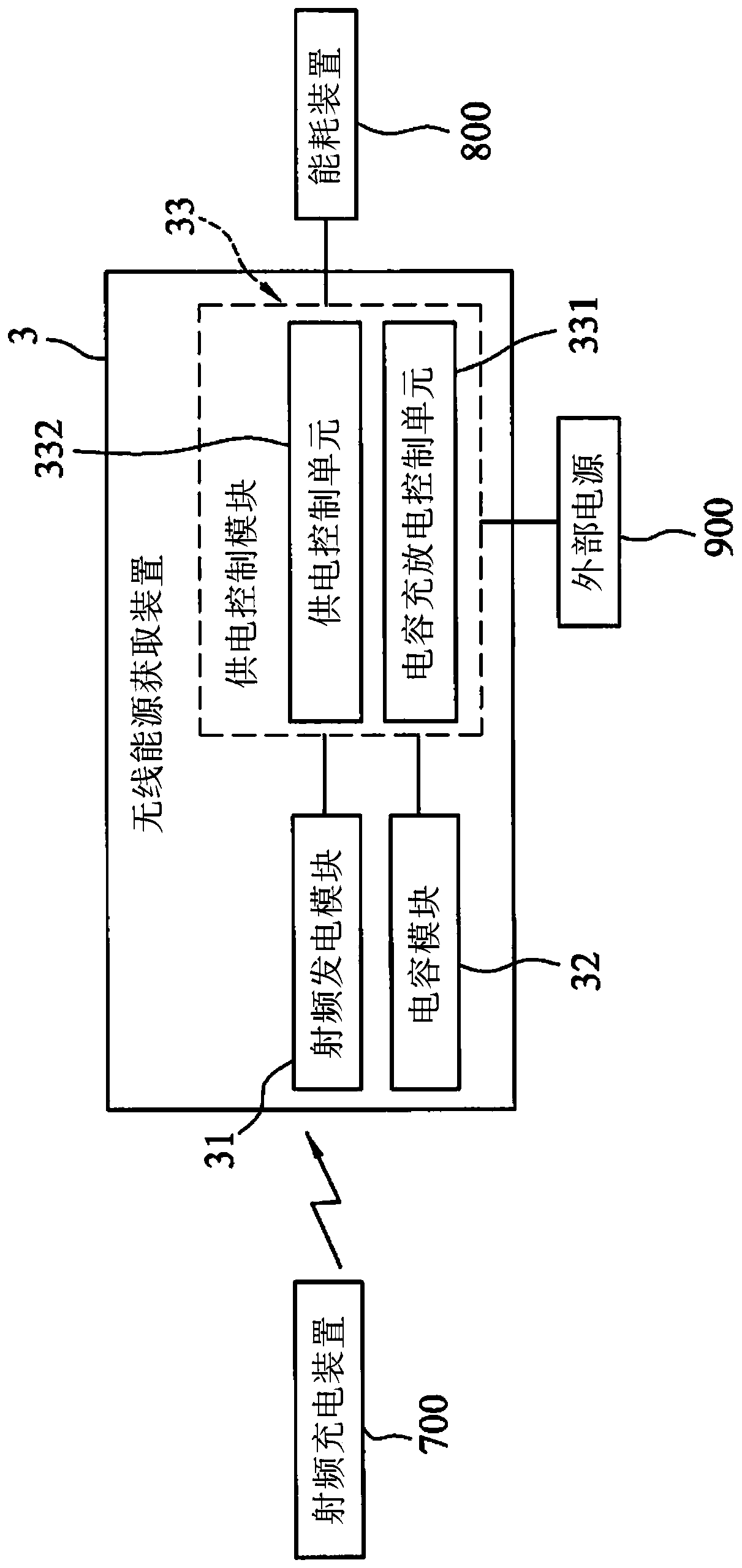 Wireless energy extracting device and power supply control method thereof