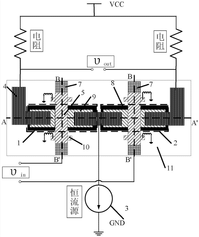Gallium Nitride-based Low Leakage Current Fixed Beam Switching Differential Amplifier