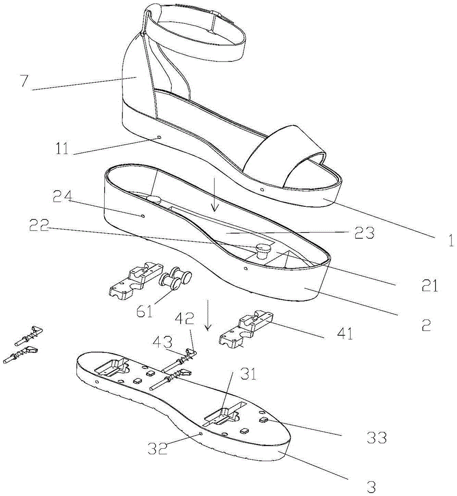 Transformable display perspective shoes easy to assemble and disassemble