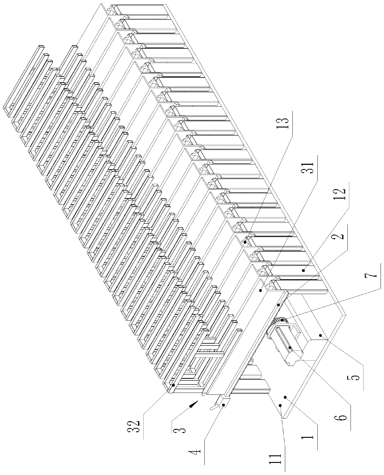 Plate part storage device and storage and taking method thereof