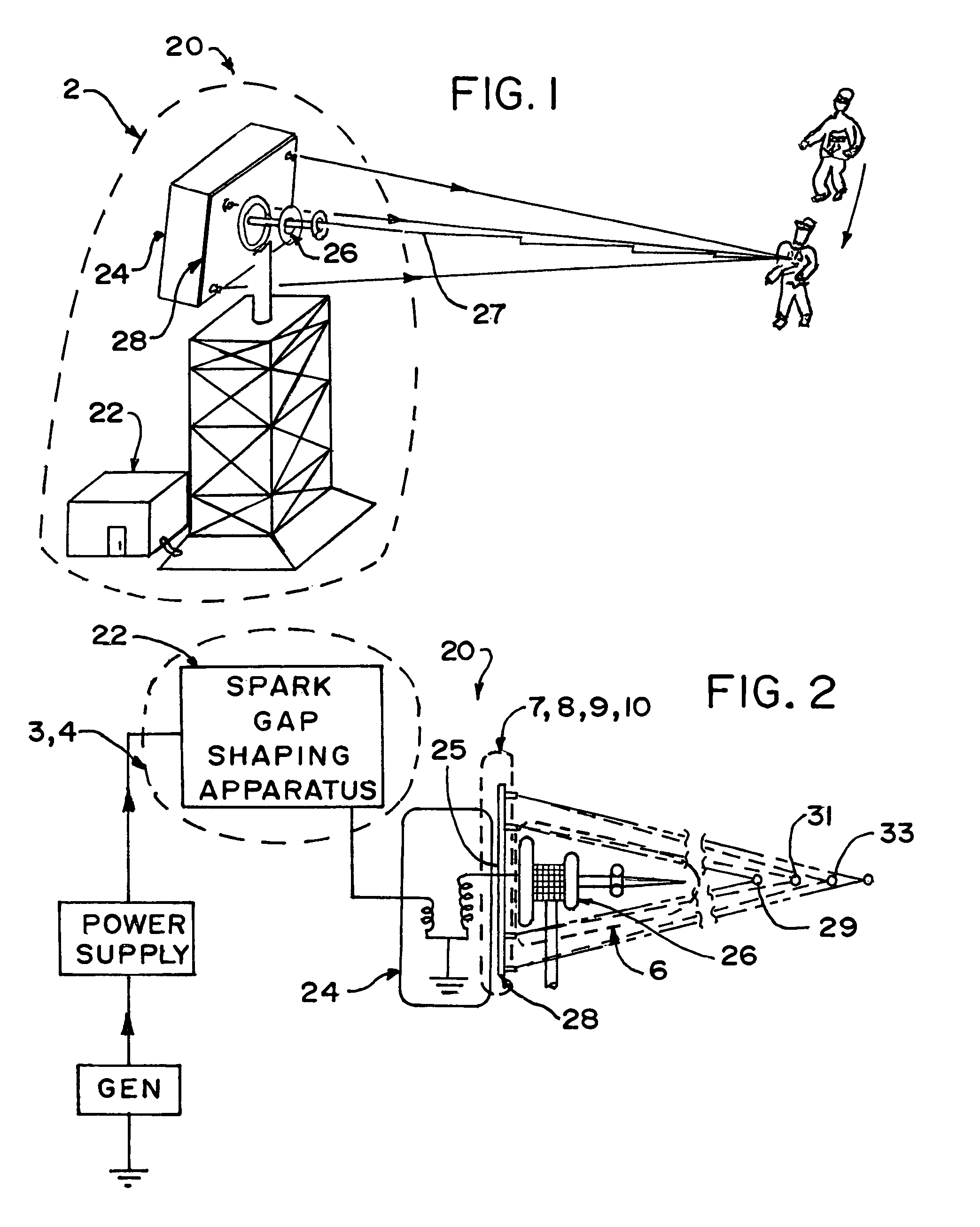 Tunable and aimable artificial lightening producing device